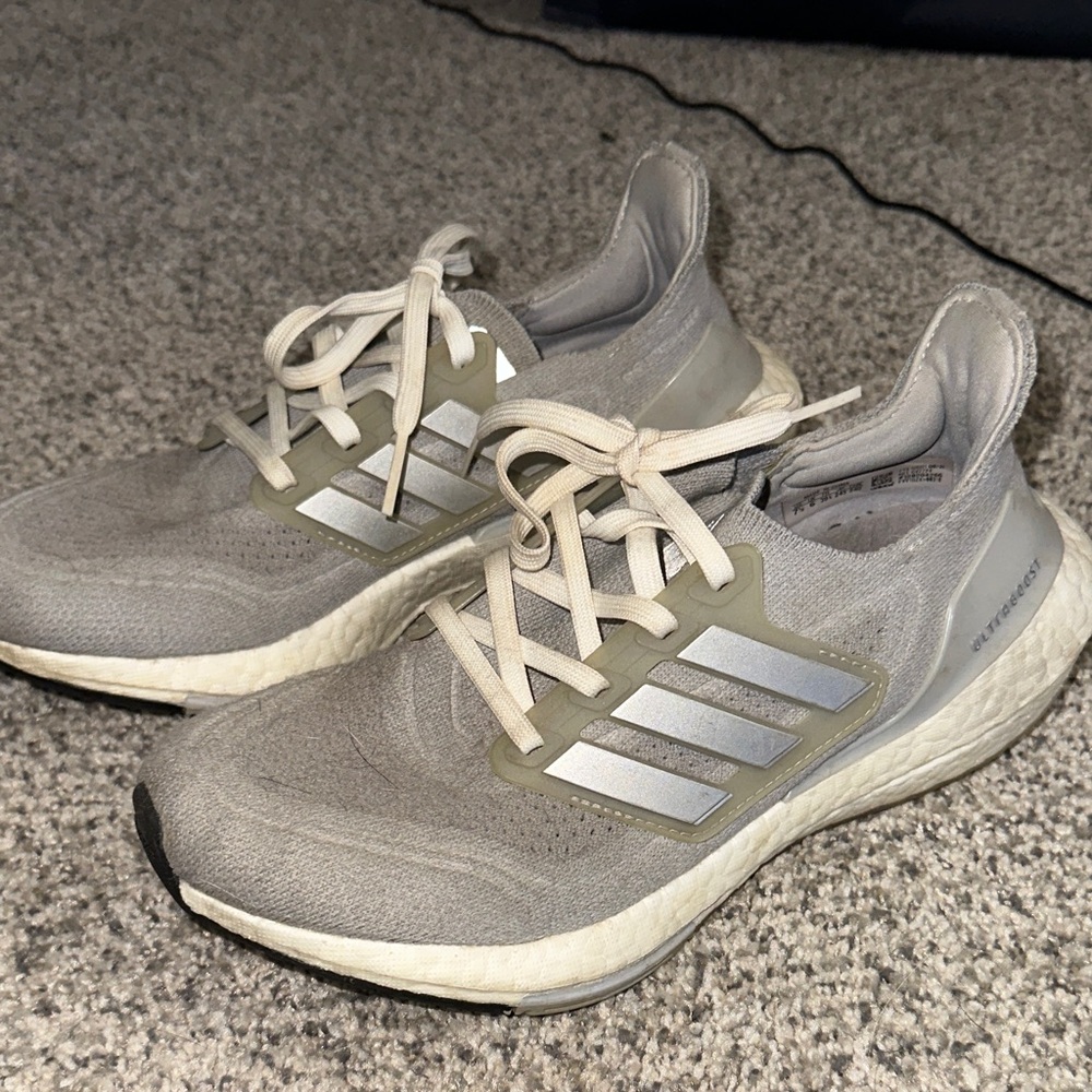 Adidas Gray and White Athletic Sneakers